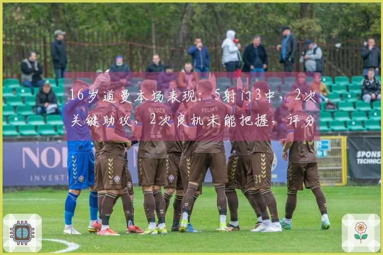 16岁道曼本场表现：5射门3中，2次关键助攻，2次良机未能把握，评分7.3分